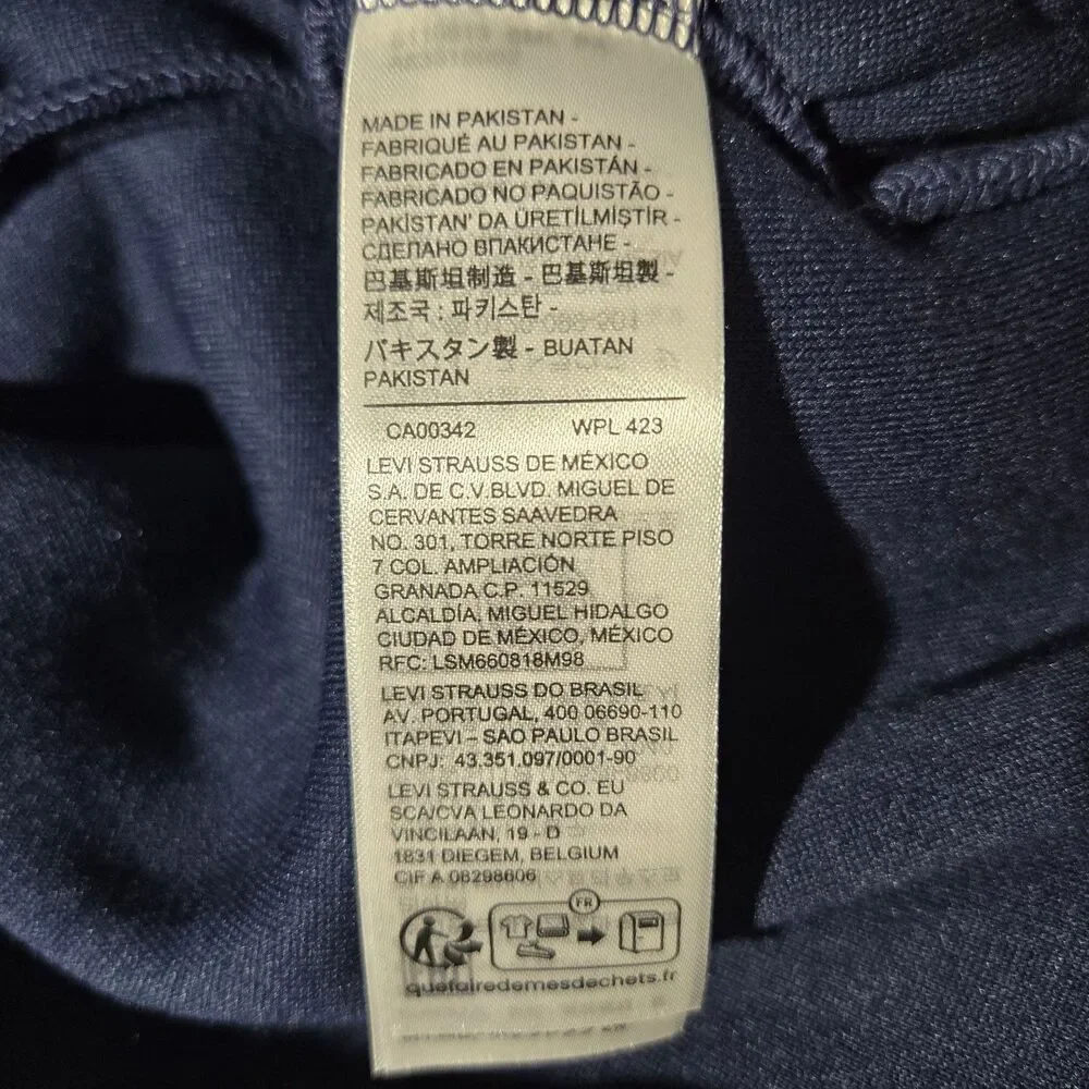 Levi's Mens Large Standard Fit Sherpa Full Zip Hooded Jacket Hoodie Navy Blue L